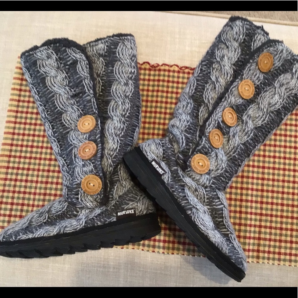 EUC MUK LUKS FELICITY BOOTS GREY/GREY BLUE/SIZE 7
